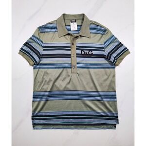 Vtg Dolce Gabbana Striped Short Sleeve Polo Shirt Tee Mens Size Small 90s Green